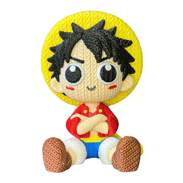 Figura de Luffy impresa en 3D con textura estilo crochet